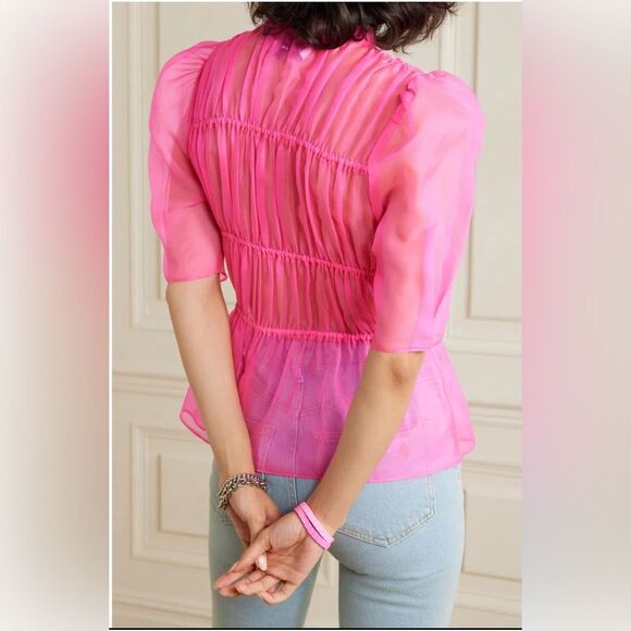 LES RÊVERIES Shirred Silk-Organza Top - Picture 2 of 10